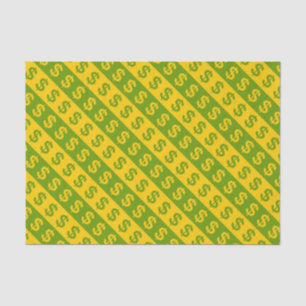 Green & Yellow Dollar Signs Striped Pattern Tissue Paper