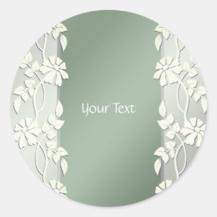 Green Yellow Floral Classic Round Sticker