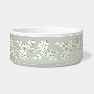 Green Yellow Floral Pet Bowl