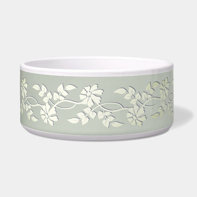 Green Yellow Floral Pet Bowl (Left)