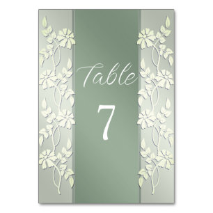 Green Yellow Floral Table Number