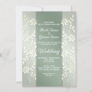 Green Yellow Floral Wedding Invitation