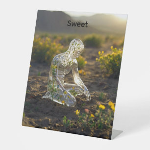 Green & Yellow Flower & Man Pedestal Sign