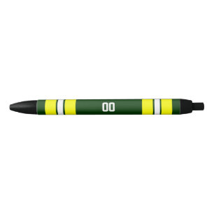 Green & Yellow Football Team Personalised Black Ink Pen