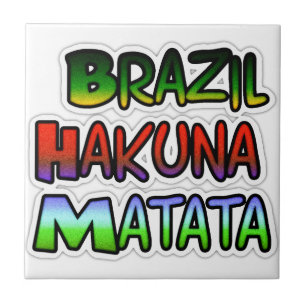Green Yellow Golden Brazil Hakuna Matata Art Print Tile