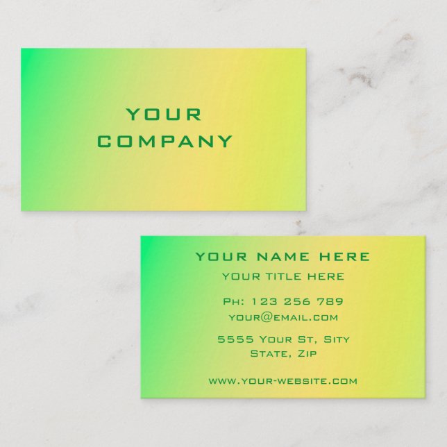 Green Yellow Gradient Colour - Modern Fresh Natura Business Card (Front/Back)