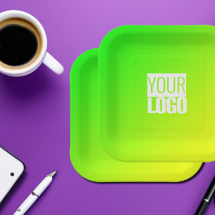 green yellow gradient  -your logo  paper plate