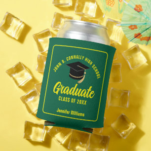 Green Yellow Graduate Custom 2025 Graduation Party Can Cooler