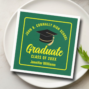 Green Yellow Graduate Custom 2026 Graduation Party Napkin