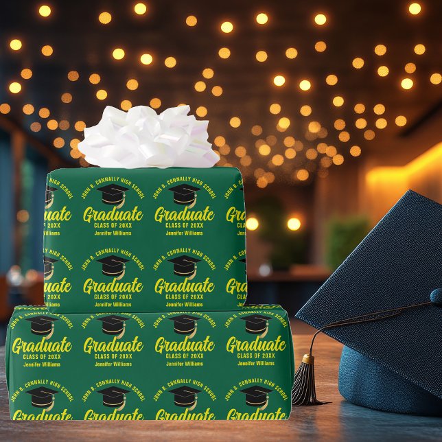 Green Yellow Graduate Customised Graduation Wrapping Paper (Creator Uploaded)