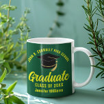 Green Yellow Graduate Personalised 2025 Graduation Coffee Mug<br><div class="desc">This modern green and yellow custom senior graduation mug features classy typography of your high school or college name for the class of 2025. Customise with your graduating year under the chic handwritten script and black grad cap for a great personalised graduate keepsake gift.</div>