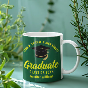 Green Yellow Graduate Personalised 2025 Graduation Coffee Mug