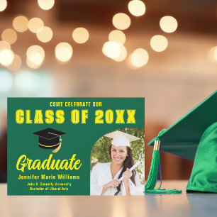 Green Yellow Graduate Photo 2025 Graduation Party Invitation