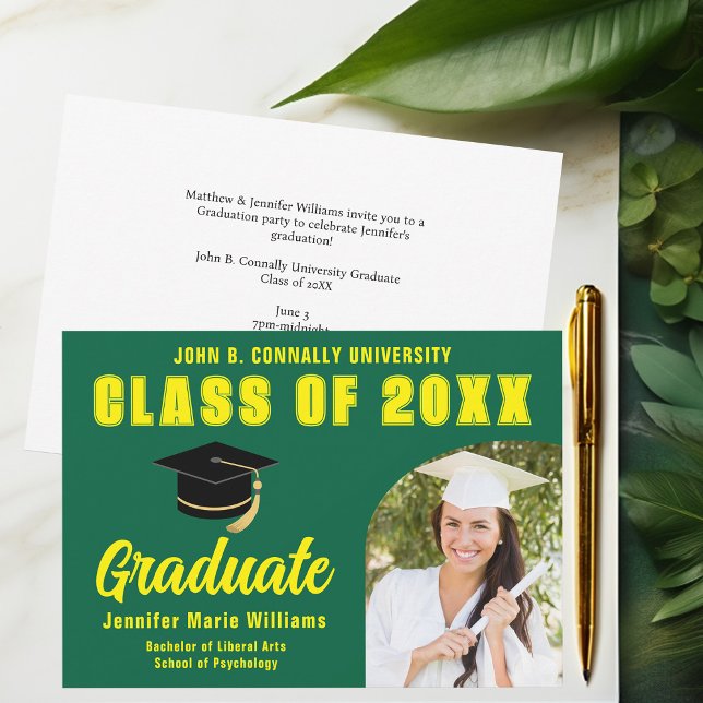 Green Yellow Graduate Photo Arch 2025 Graduation Announcement (Creator Uploaded)
