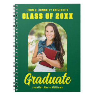 Green Yellow Graduate Photo Graduation Keepsake Notebook