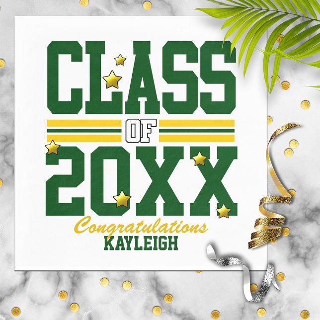 Green|Yellow Graduating Class Year Napkin (Creator Uploaded)