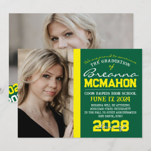 Green & Yellow Graduation 2 Photo Announcement