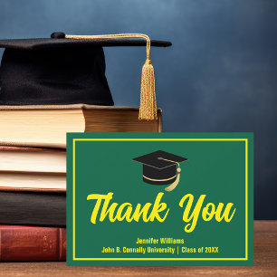 Green Yellow Graduation Personalised Graduate Thank You Card