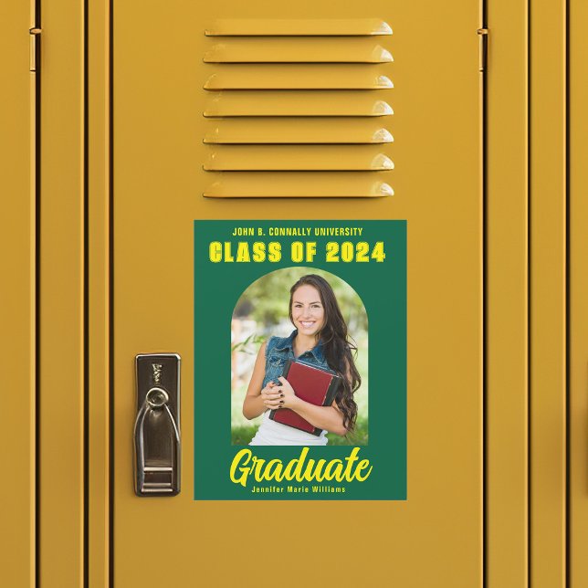 Green Yellow Graduation Photo Magnet Card (Creator Uploaded)