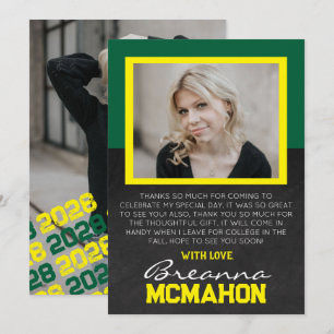 Green & Yellow Graduation Photo Thank You Card