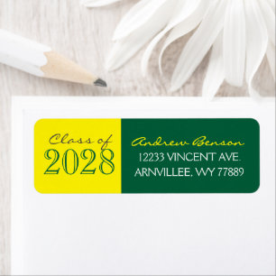 Green & Yellow Graduation Return Address Labels
