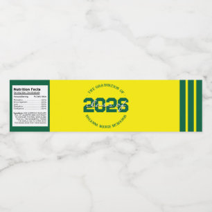 Green & Yellow Graduation Water Bottle Labels