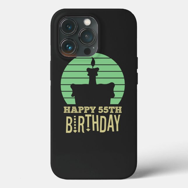 green yellow happy 55th birthday quote Case-Mate iPhone case (Back)