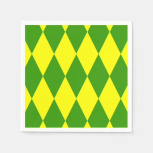 Green Yellow Harlequin Checkered Design Napkin