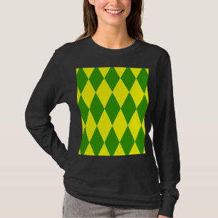 Green Yellow Harlequin Checkered Design T-Shirt