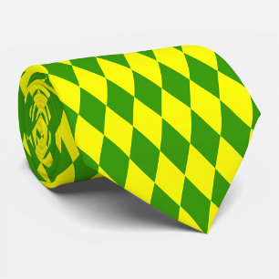 Green Yellow Harlequin Checkered Design  Tie