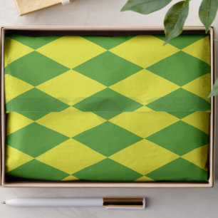Green Yellow Harlequin Checkered Design  Tissue Paper