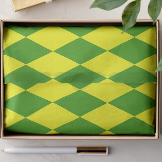Green Yellow Harlequin Checkered Design  Tissue Paper (Creator Uploaded)