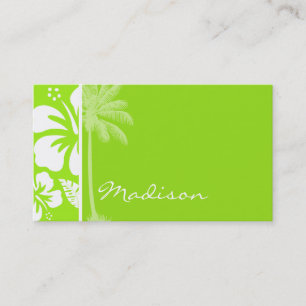 Green-Yellow Hawaiian Tropical Hibiscus; Palm Business Card