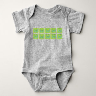 Green & Yellow Heart Rows Baby Bodysuit