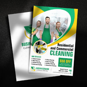 Green Yellow House Cleaning Housekeeping Maid  Flyer