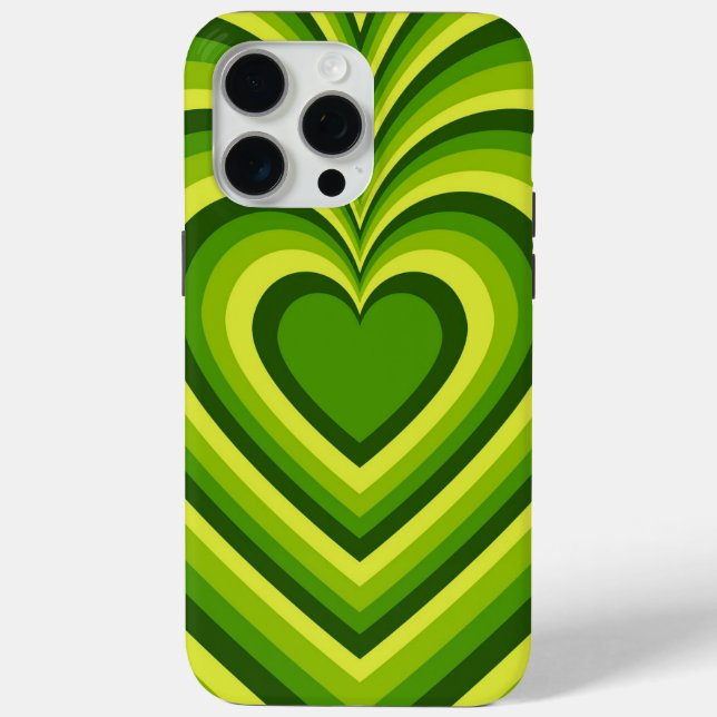 Green Yellow Hypnotic Heart Love Pattern Case-Mate iPhone Case (Back)