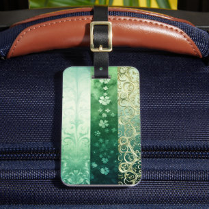 GREEN & YELLOW IRISH CELTIC PLAID PATTERNS LUGGAGE TAG