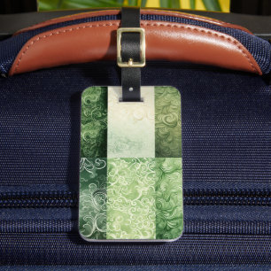 GREEN & YELLOW IRISH CELTIC PLAID PATTERNS LUGGAGE TAG