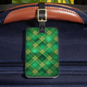 GREEN & YELLOW IRISH CELTIC PLAID PATTERNS LUGGAGE TAG