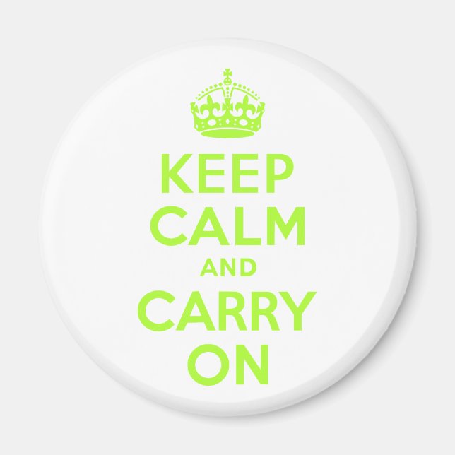 Green Yellow Keep Calm and Carry On Magnet (Front)