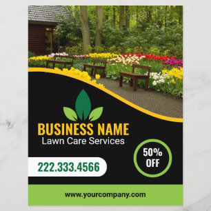 Green Yellow Lawncare Landscaping Maintenance Flyer