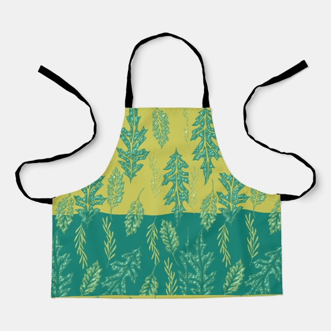 Green & yellow Leaf Design Apron (Front)