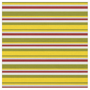 Green, Yellow, Light Grey, Dark Red & Mint Cream Fabric