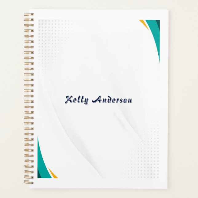 Green & Yellow Modern Pattern with Custom Sign Planner (Front)