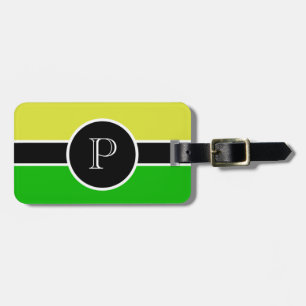 Green Yellow Monogram Initial Modern Chic Travel Luggage Tag