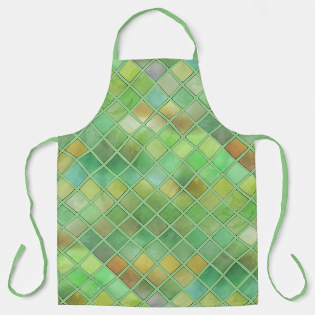 Green Yellow Mosaic Design Apron (Front)