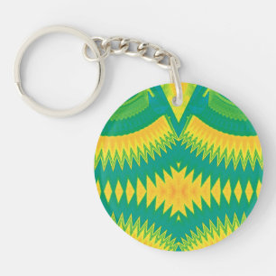 Green Yellow Orange Bright Circular Acrylic ~ Key Ring
