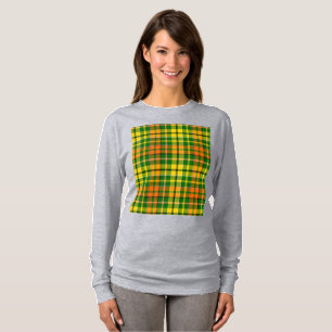 Green Yellow Orange Plaid Tartan Design  T-Shirt