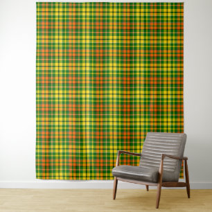 Green Yellow Orange Plaid Tartan Design  Tapestry
