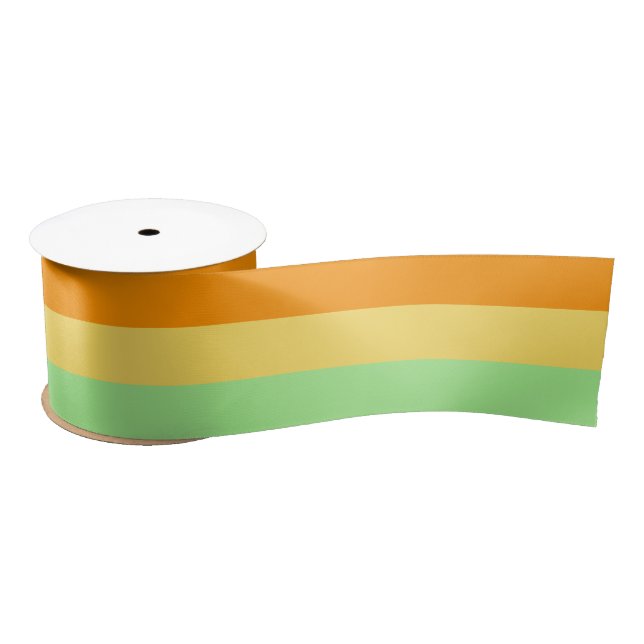 Green Yellow Orange Vibrant Stripes Gift Wrap Satin Ribbon (Spool)